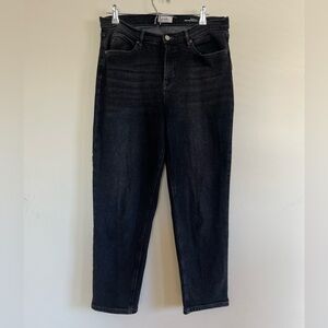 Nicole Miller 99% Cotton Casual Black High Rise Relaxed Straight STRECH Jeans 10